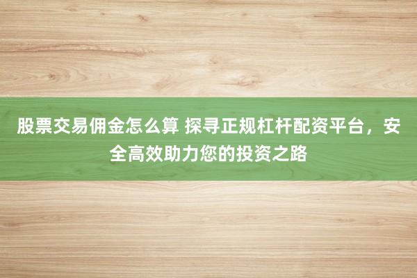 股票交易佣金怎么算 探寻正规杠杆配资平台，安全高效助力您的投资之路