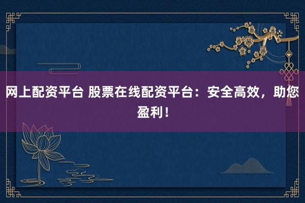 网上配资平台 股票在线配资平台：安全高效，助您盈利！