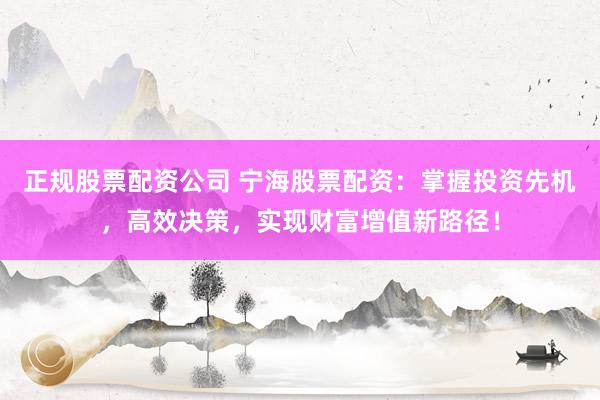正规股票配资公司 宁海股票配资：掌握投资先机，高效决策，实现财富增值新路径！