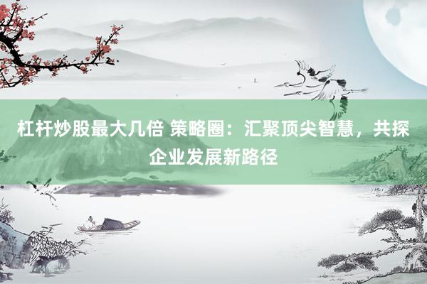 杠杆炒股最大几倍 策略圈：汇聚顶尖智慧，共探企业发展新路径