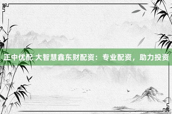 正中优配 大智慧鑫东财配资：专业配资，助力投资