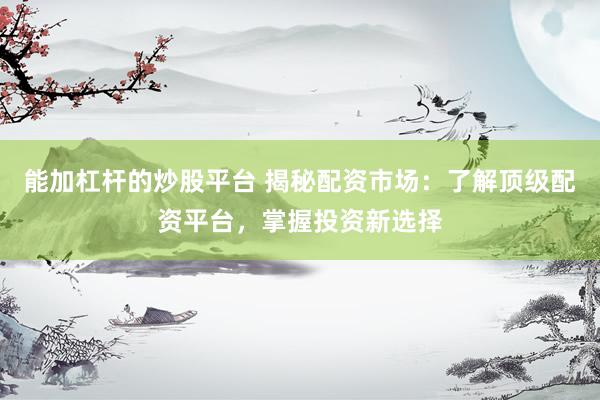 能加杠杆的炒股平台 揭秘配资市场：了解顶级配资平台，掌握投资新选择
