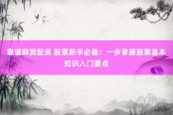 靠谱期货配资 股票新手必备：一步掌握股票基本知识入门要点