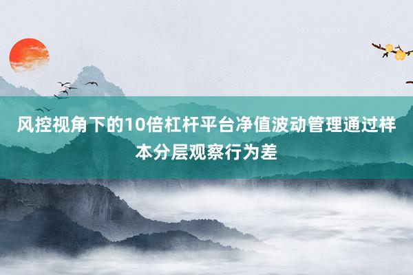 风控视角下的10倍杠杆平台净值波动管理通过样本分层观察行为差