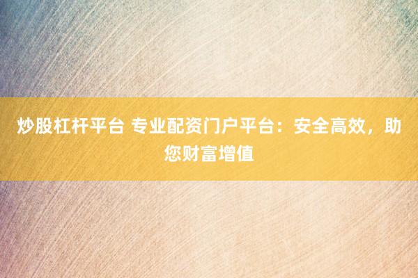 炒股杠杆平台 专业配资门户平台：安全高效，助您财富增值