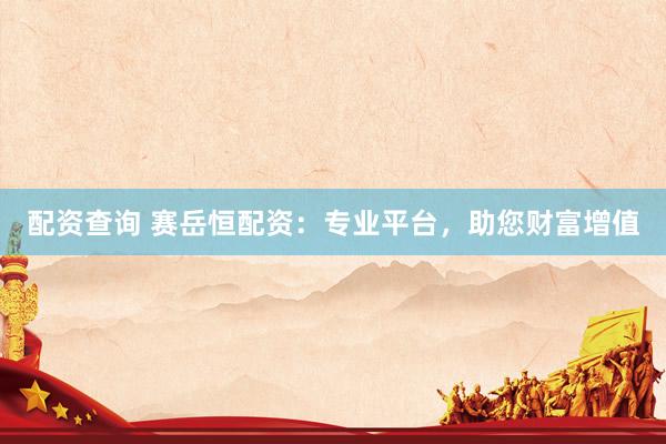 配资查询 赛岳恒配资：专业平台，助您财富增值